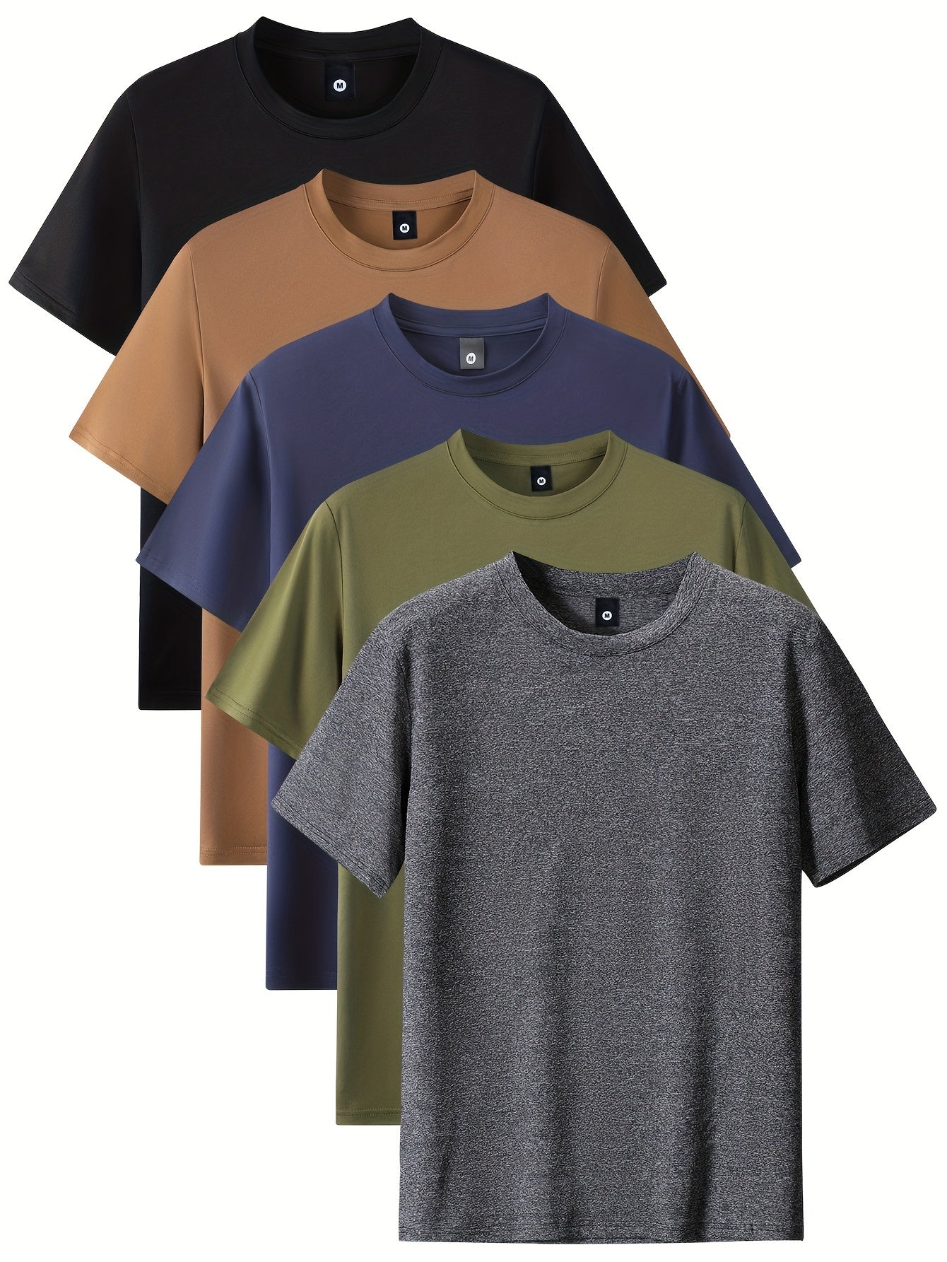 Niels | 5-delig heren sport T-shirt met comfortabele stretch ronde hals