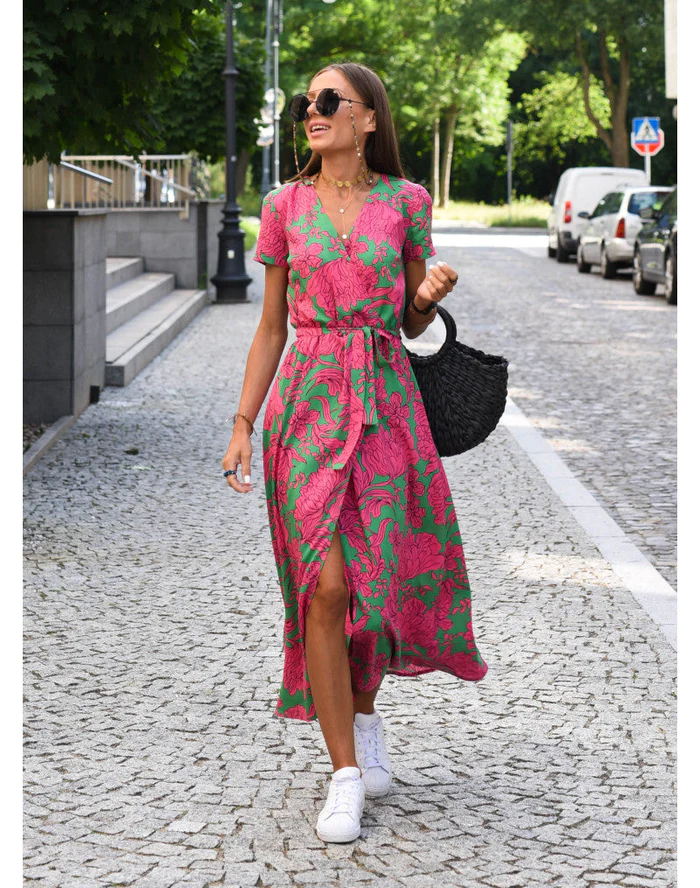 Zomerse Jurk Met V-Hals En Print Dames