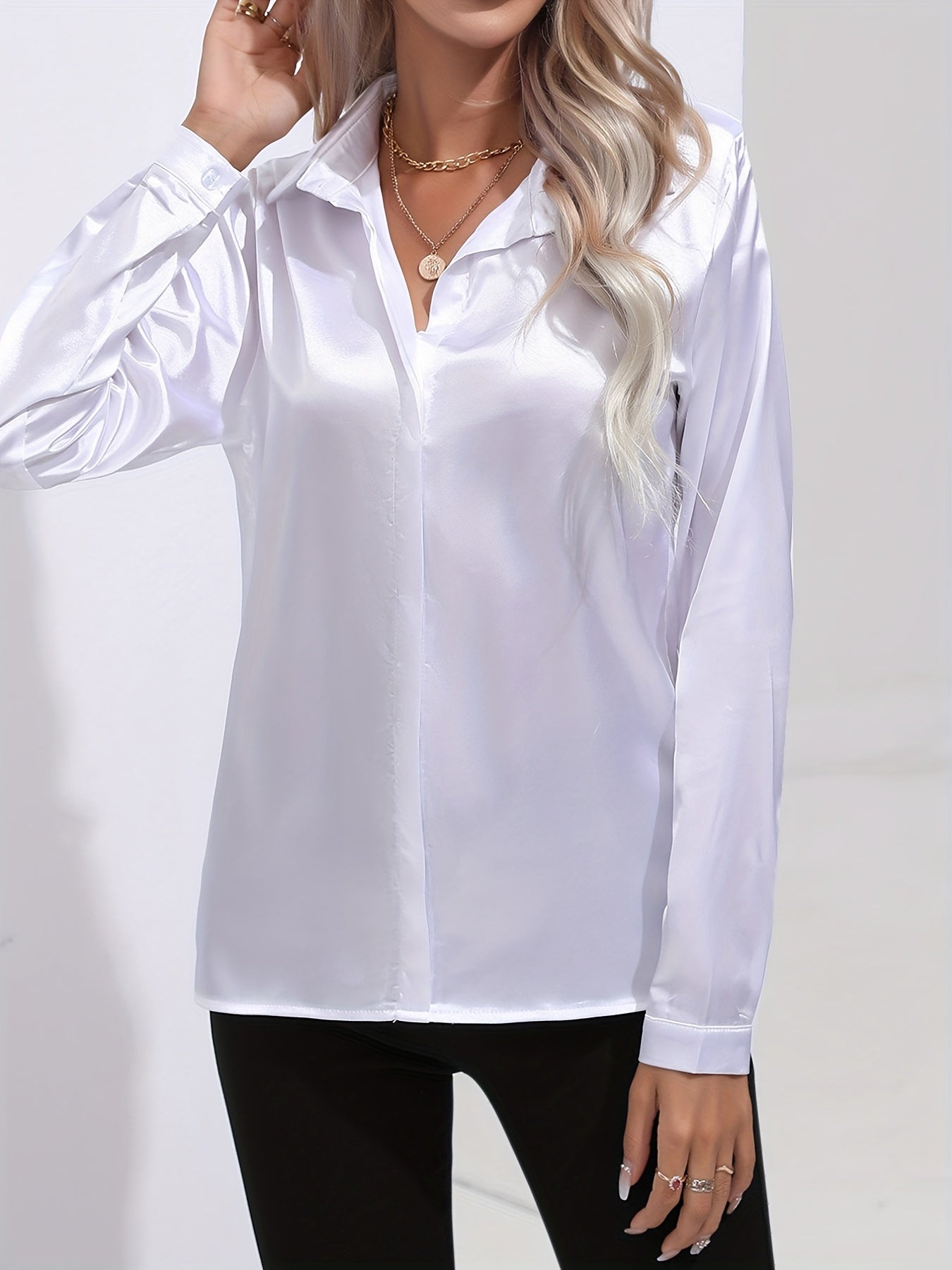 Casual Satijnen Dames Blouse