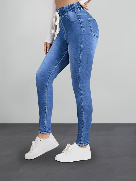 Slank Makende Taille Jeans Met Verstelbaar Touw Dames