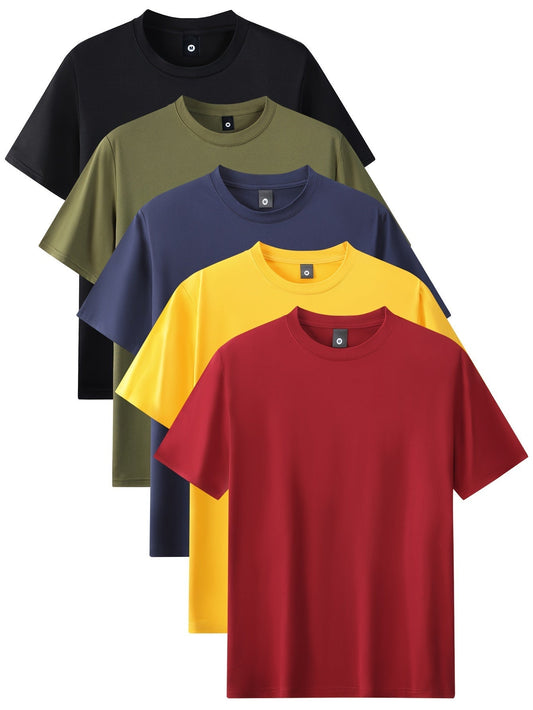 Niels | 5-delig heren sport T-shirt met comfortabele stretch ronde hals