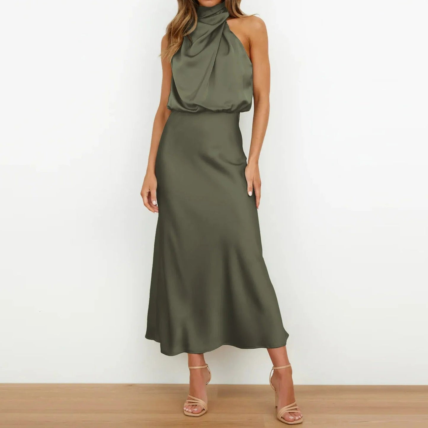 One Shoulder Satijnen Maxi Jurk Dames