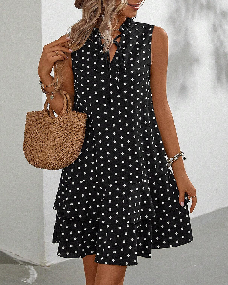 Mouwloze Polka Dot Jurk