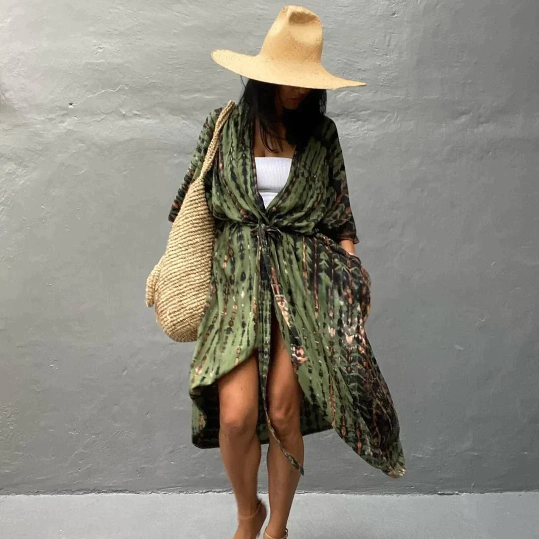 Ella | Stijlvolle Kimono Legergroen