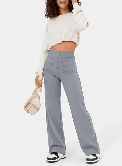 Luus | Stijlvolle high-waisted elastische casual broek