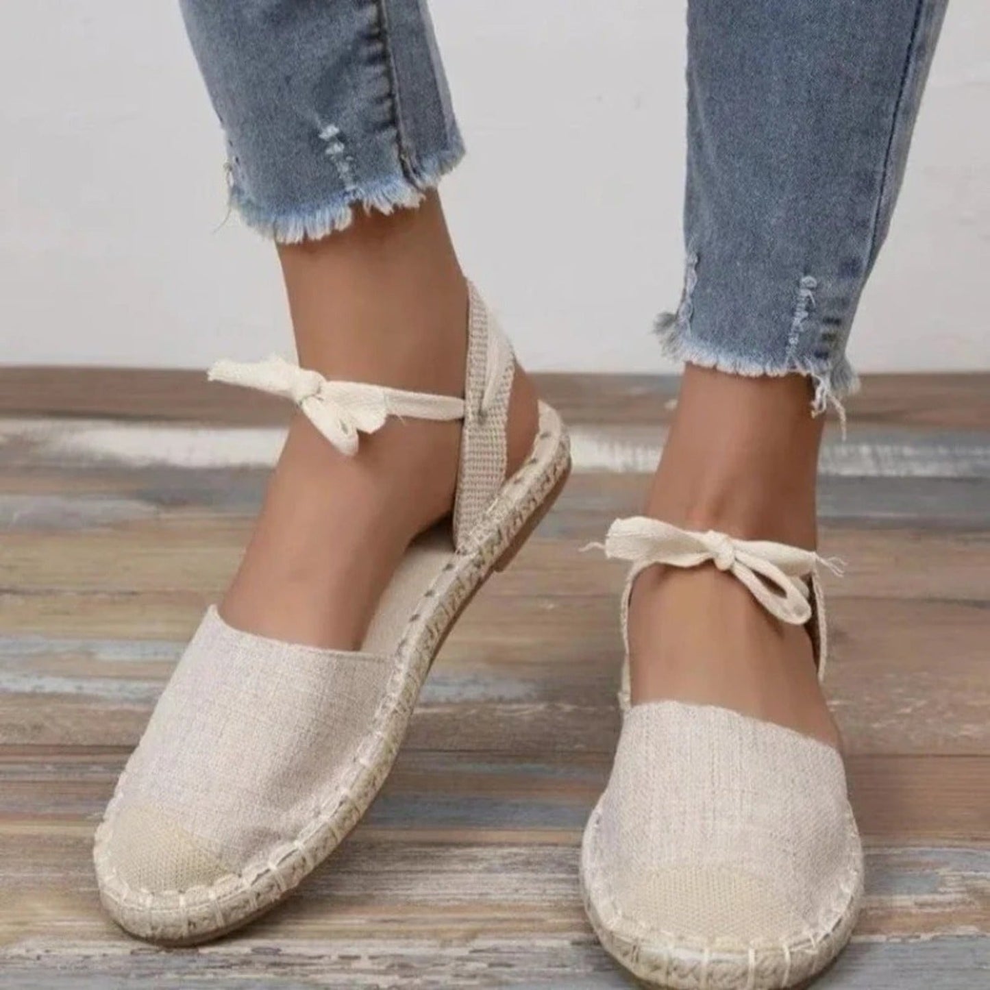 Lieke | Canvas espadrilles met enkelbandje